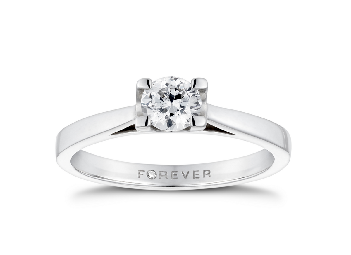 platinum 1/2 carat forever diamond ring